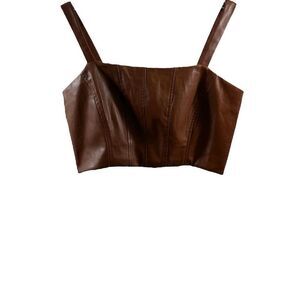 Jason Wu NWT Faux Leather Brown Top Size M